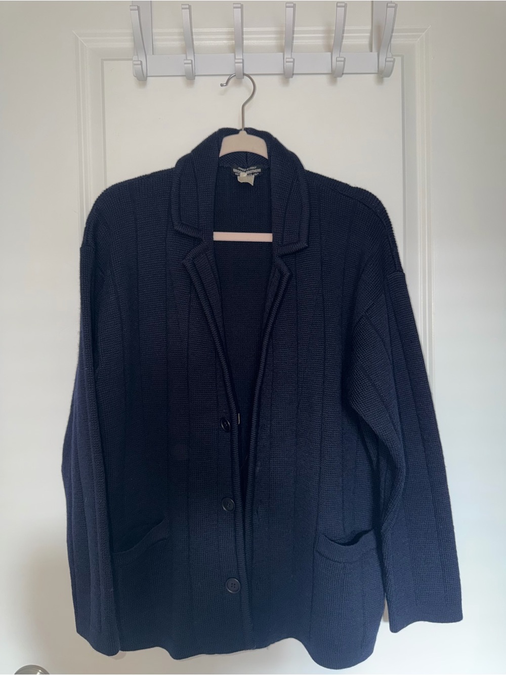 Brooks Brothers Navy Ribbed Knit Blazer Jacket